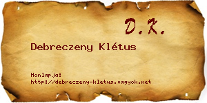 Debreczeny Klétus névjegykártya